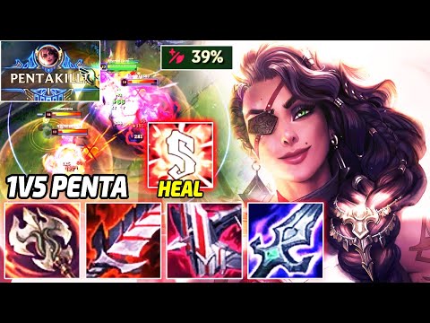 1v5 PENTAKILL FULL LIFESTEAL SAMIRA MID IS IMPOSSIBLE TO KILL (HEAL TO FULL HP IN SEC) 39% LIFESTEAL