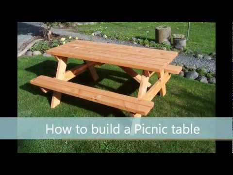 Picknicktafel maken van steigerhout, eenvoudige tafel met A-Frame en banken.