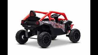 UTV macchina elettrica per bambini 12V Kawasaki TERYX KRX 1000, rosso, 1 posto, sospensione asse pos