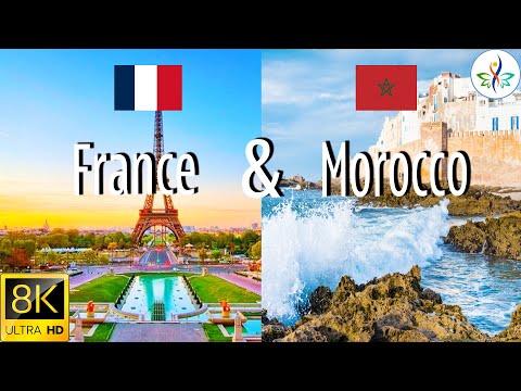 FLYING OVER  MOROCCO & FRANCE (8K UHD) - Relaxing Music With Beautiful Nature Videos -World Cup 2022