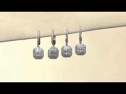 Baguette- und runder Halo-Tropfendiamant-Ohrring 14 K, 3/4 Karat, von Affinity auf QVC