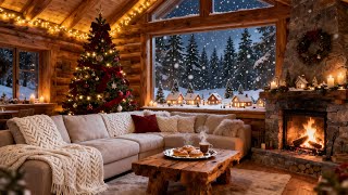 Soft Christmas Relaxing Music ❄️ Cozy Christmas Ambience on a Snowy Day with Fireplace Sounds 🔥