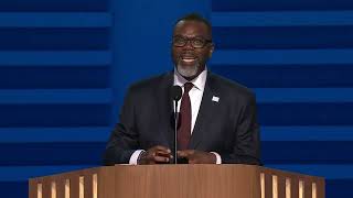 Chicago Mayor Brandon Johnson welcomes delegates to the 2024 DNC