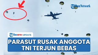 Detik-detik Anggota TNI Terjun Bebas Hantam Tanah seusai Parasutnya Gagal Mengembang, Warga Histeris