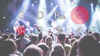 Backing track in the key of G - Verse (G/D/Bm/C) and a syncopated Chorus (D/Em/C/Am)