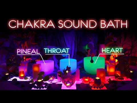 Crystal Singing Bowls Chakra Tuning for Pineal, Throat & Heart | Meditation | Chakra Cleanse | Sleep