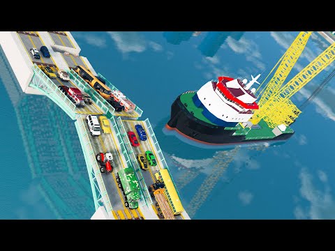 Breakable Car Bridge Crashes #7 - Beamng drive