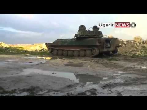 استهداف تحصينات قوات النظام في مطار النيرب في حلب بواسطة مدفع فوزديكا من قبل كتيبة العز بن عبد السلام