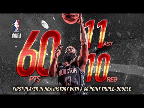 James Harden 1st Ever 60 Points Triple Double vs Magic! 2017-18 Season