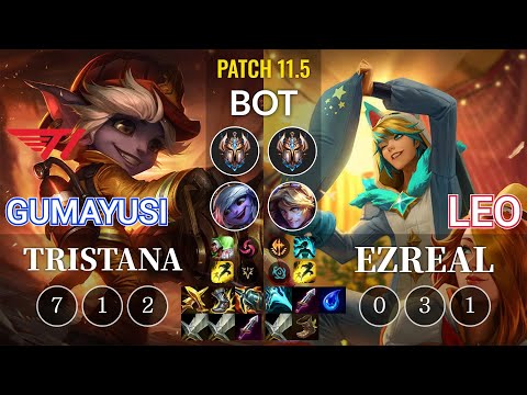 T1 Gumayusi Tristana vs Leo Ezreal Bot - KR Patch 11.5