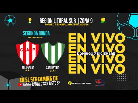 ⚽Torneo Regional Federal Amateur ➡️ 🔴⚪ATL. PARANÁ vs ⚪🟢SANJUSTINO  -  OCTAVOS DE FINAL EN VIVO 🏆