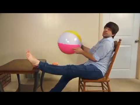 I hope this really heavy beach ball doesn't break my leg