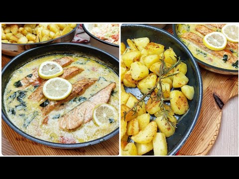 LOSOS U SOSU OD ŠPINATA I PRŽENI KROMPIR NA BUTERU I RUZMARINU👌👌👌