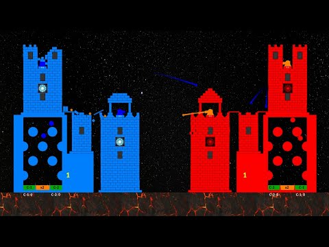 3 Towers Castle Destruction - Marble Race in Algodoo
