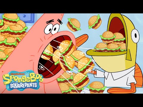 パトリック vs 1000クラビーパティ 🍔｜究極の食べ比べ！| スポンジ・ボブ公式 (Patrick vs 1000 Krabby Patties 🍔 | The Ultimate Eating Contest! | @SpongeBobOfficial)