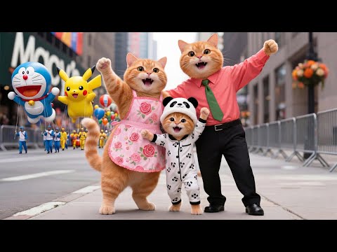 Ginger Discovers Fun Thanksgiving Activities with Mama Cat and Papa Cat 🐾🦃✨ | Funny Cat Videos