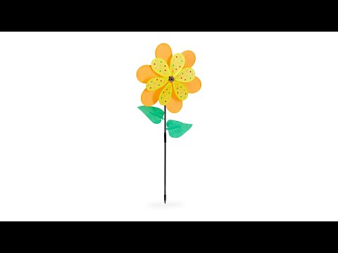 Doppel Windrad Blume Grün - Orange - Gelb - Kunststoff - Textil - 36 x 84 x 11 cm