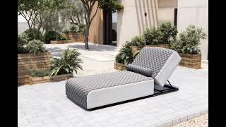 OUTFLEXX Gartenliege, hellgrau/dunkelgrau, Alu/Quick Dry Foam, inkl. Rückenkissen & verstellbarem Kopfteil 