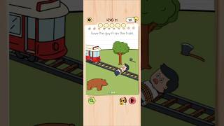 Brain Test 5 Level 21: Save the guy from the train! Walkthrough
