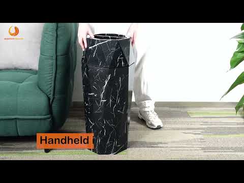 Beamnova 13 Gallon Black Marbling Diamond Style Stainless Steel Trash Can with Ashtray
