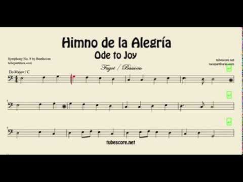 Himno de la Alegría Partitura de Fagot Ode to Joy en Do Mayor (partitura en la descripción)