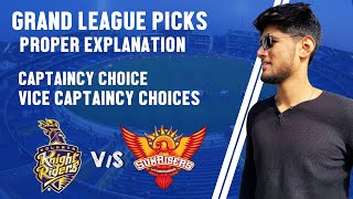 SRH vs KKR | Dream11 Grand League Team Picks & Analysis