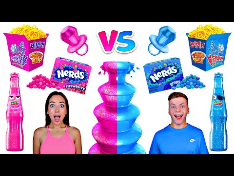 EATING ONLY ONE COLOR FOOD FOR 24 HOURS! Last To STOP Eating PINK VS BLUE Food | Cringe Fam