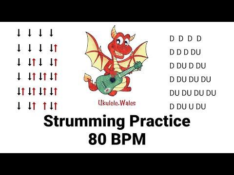 Ukulele Strum Practice 80 BPM With Drum Beats - Easy Strumming Patterns
