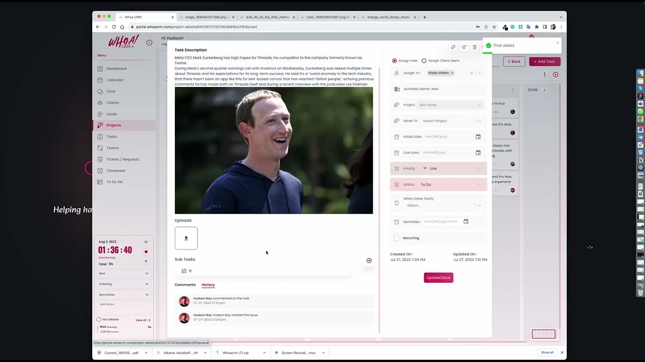 WhoaCRM, CRM Portal ( A Saas Product )
