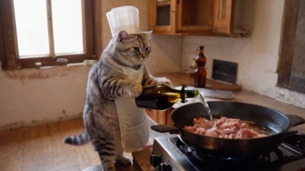 Cat Chef makes Lu Rou Fan. #Cute #Cat #Taiwan