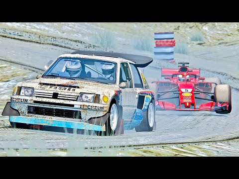 Ferrari F1 2018 vs Peugeot 205 T16 EVO 2 - Off Road Track