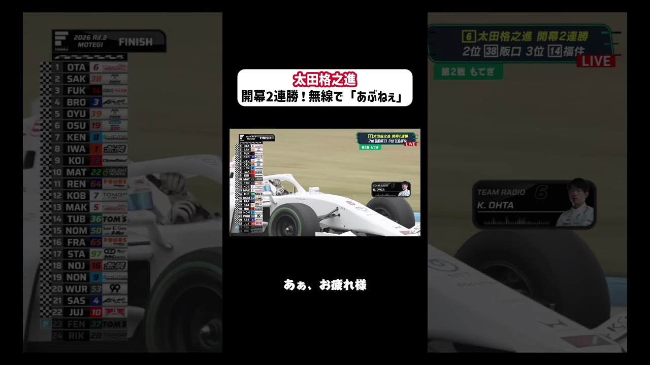 もてぎマイスター #太田格之進 が開幕2連勝！