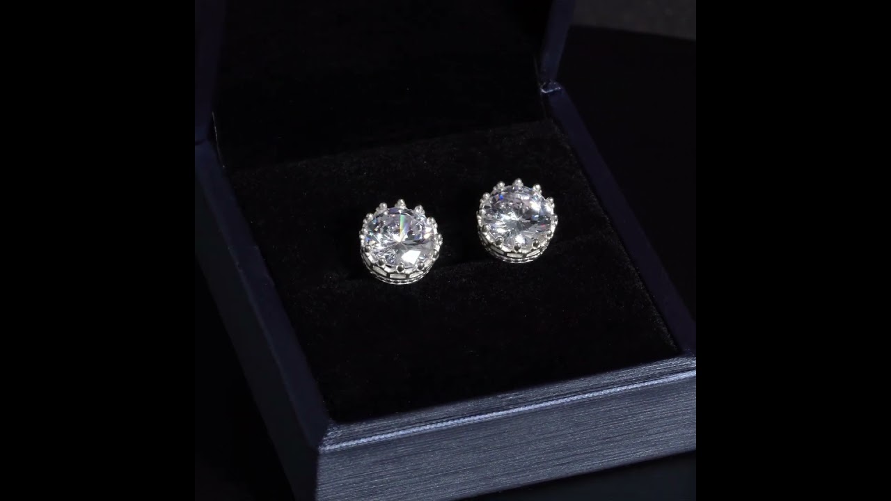 Khuyên tai bạc ECJ39 Royal Crown s925 ChariotJewelry
