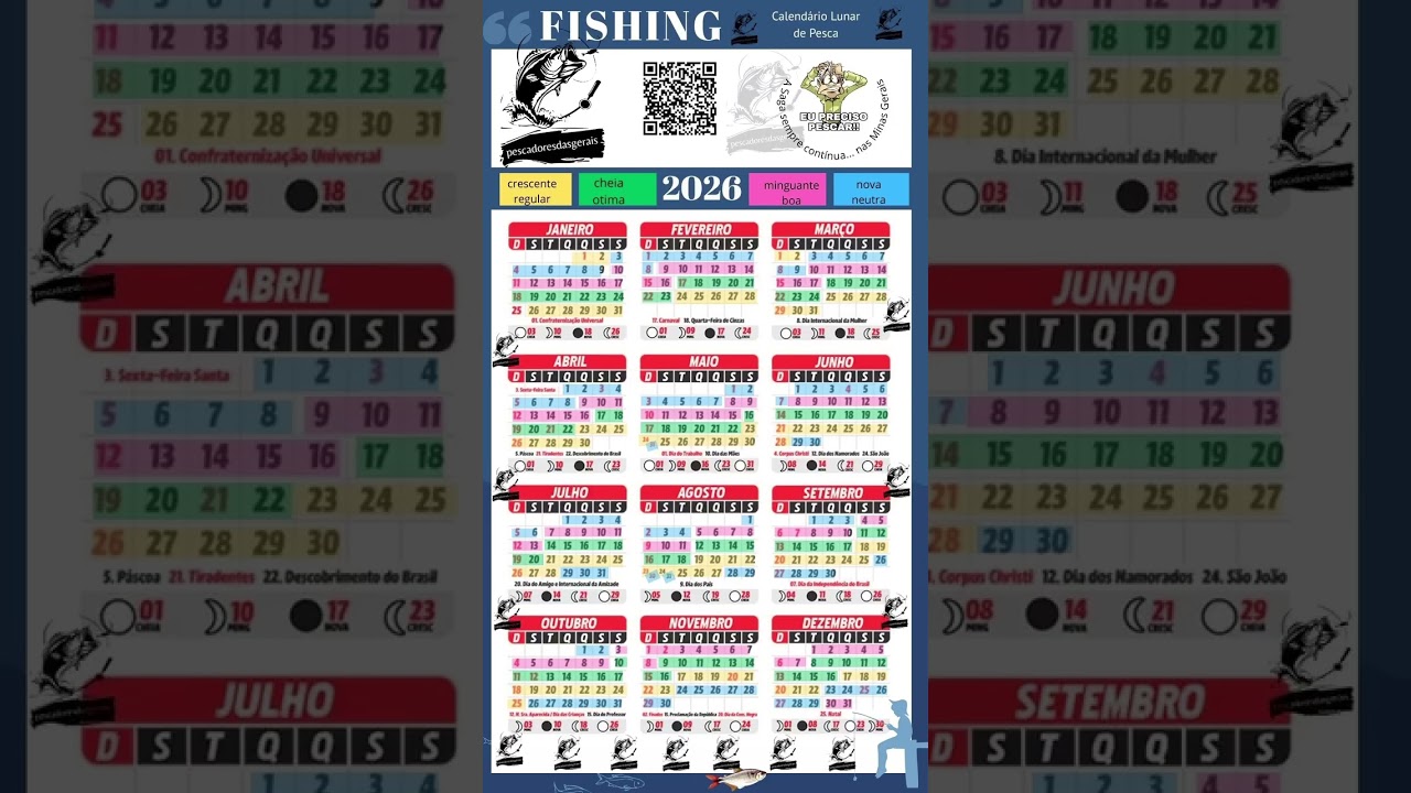 Calendário lunar Pesca 2026 #pescadoresdasgerais