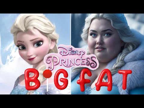 SHOCK | BIG FAT DISNEY PRINCESSES | Created by MIDJOURNEY #disneyprincess #midjourney #funnyvideo