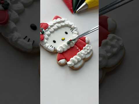 Christmas Hello Kitty cookie♥️ recipes and supplies linked in my bio #cookiedecorating #asmr