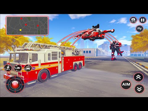 Rescue Robot Car Transform #1 Fire Truck Robot Games - Android IOS Gameplay