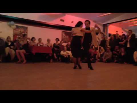  Ezequiel Paludi  and  Geraldine Rojas  are  dancing  to  "  La rayuela  "  by  Osvaldo Pugliese  at  Academia de Tango  in  2016