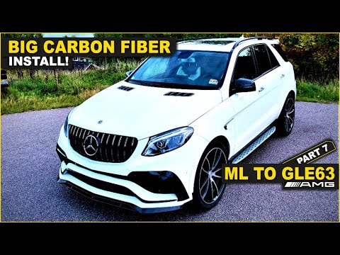 BIG Carbon fiber install.. Mercedes copart W166 ML to GLE63 look part 7