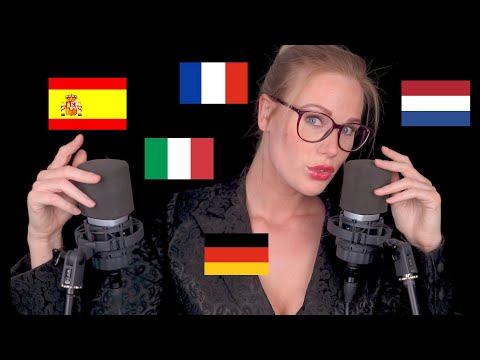 ASMR trigger words in different languages [ close-up whispers in your ears ]