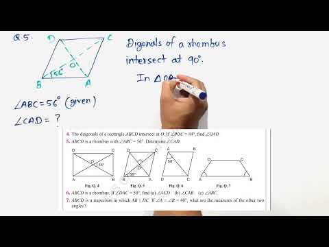 ABCD is a rhombus with angle ABC=56⁰, Determine angle CAD. question 5 of exercise 13 b class 8th
