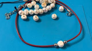 Pearl & Leather Choker for Beginners