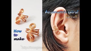 Asymmetric spiral Earcuff inspired by Egyptian Coil from copper wire  476