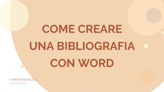 Come fare la bibliografia con Word