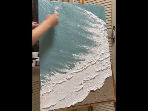 Beach Ocean Texture Canvas Painting Set of 3 Textured Wall Art Ocean Wave Wall Painting Set of 3