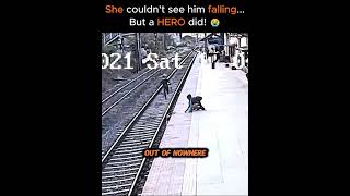 Blind Mom’s Heartbreaking Moment! Hero Risks Everything on Train Tracks