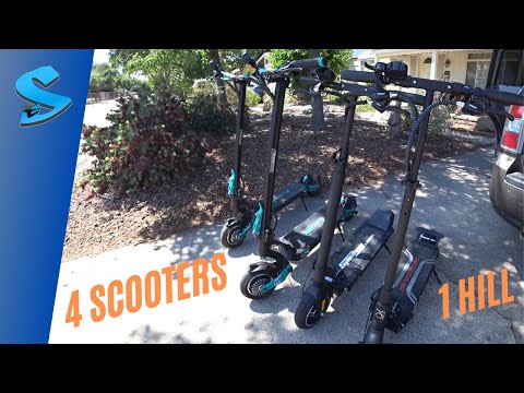 4 Electric Scooter Hill Climb feat. Futecher Gun Pro, Speedway Leger Pro, Vsett 9R, and Vsett 9+R
