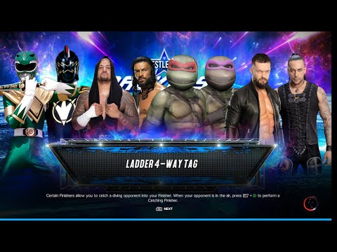 WWE 2K23 Power Rangers vs Bloodline vs TMNT vs Judgement Day Fatal 4-Way Tag Ladder Match 4K 60FPS