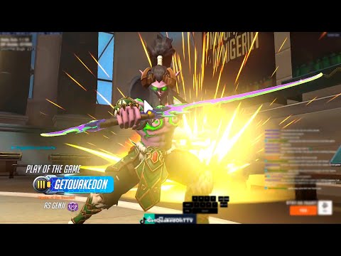 GetQuakedOn Shows Genji Carry Potential! Rank 42! POTG! [Overwatch 2 Season 20 Top 500]