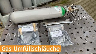 Gasumfüllschläuche für Argon CO2 von WELDINGER | Gas umfüllen in 2Liter Gasflasche 200bar